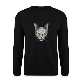 Face Cat - Unisex Sweatshirt - black - Front - Alina (178cm) & Michal (187cm)