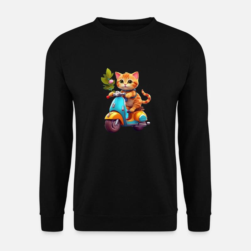 Cat Rides Scooter - Unisex Sweatshirt - black