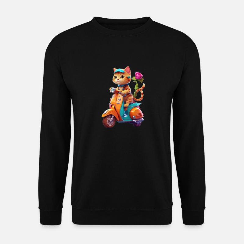 Cat Rides Scooter - Unisex Sweatshirt - black