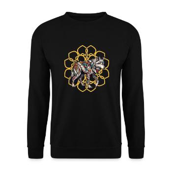 Tribal Wolf in Golden Mandala - Unisex Sweatshirt - black - Front - Alina (178cm) & Michal (187cm)