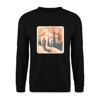 Randonnée, Randonnée, Montagnes, Nature, Camping, Sommet, Alpes - Sweat-shirt Unisexe - noir - Devant - Alina (178cm) & Michal (187cm)