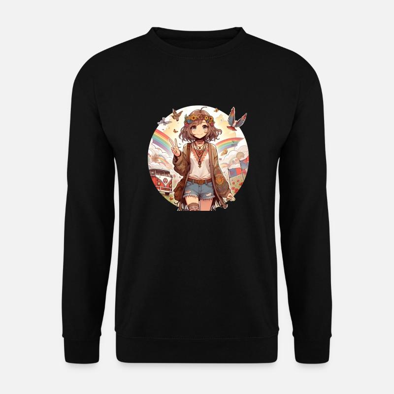 Manga Hippy Girl - Unisex Pullover - Schwarz