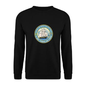 t- shirt humour marin breton " quand les mouettes" - Sweat-shirt Unisexe - noir - Devant - Alina (178cm) & Michal (187cm)