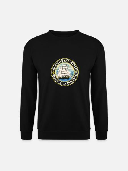 t shirt humour marin - Horizon pas nette - Sweat-shirt Unisexe - noir