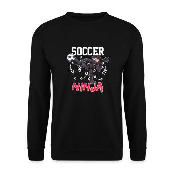 Cool Cartoon Soccer Ninja Football Player - Unisex Sweatshirt - black - Front - Alina (178cm) & Michal (187cm)