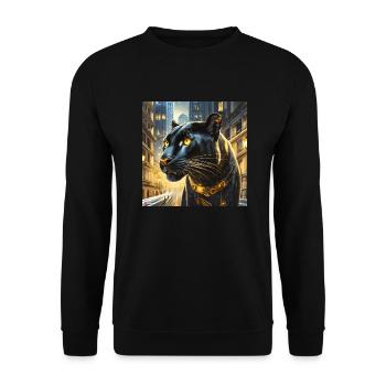 SCHWARZE KATZE - Unisex Pullover - Schwarz - Vorne - Alina (178cm) & Michal (187cm)