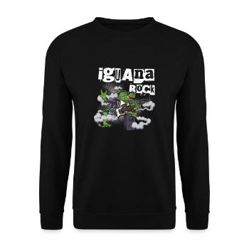 Leguan Rock Cartoon Eidechse Wippe - Unisex Pullover - Schwarz - Vorne - Alina (178cm) & Michal (187cm)