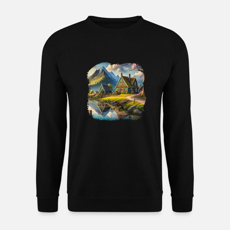 Schönes Dorf in den Bergen - Unisex Pullover - Schwarz