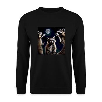 Raccoons, Moon, Night, Stars, 3 Raccoons - Unisex Sweatshirt - black - Front - Alina (178cm) & Michal (187cm)