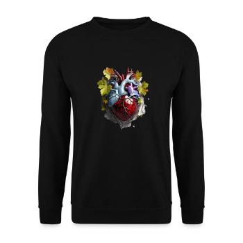 Weintrauben Herz - Unisex Pullover - Schwarz - Vorne - Alina (178cm) & Michal (187cm)