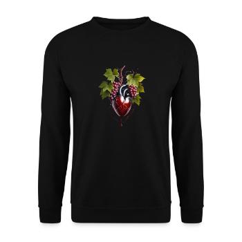 Weintrauben Herz - Unisex Pullover - Schwarz - Vorne - Alina (178cm) & Michal (187cm)