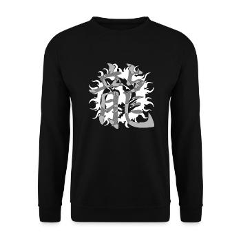 dragon32 white kanji dragon grey - Unisex Sweatshirt - black - Front - Alina (178cm) & Michal (187cm)