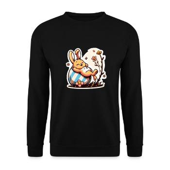 Lapin de Pâques paresseux et mignon - Sweat-shirt Unisexe - noir - Devant - Alina (178cm) & Michal (187cm)
