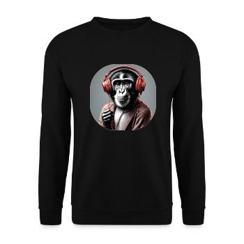 Monkey loves Music 2 - Unisex Pullover - Schwarz - Vorne - Alina (178cm) & Michal (187cm)