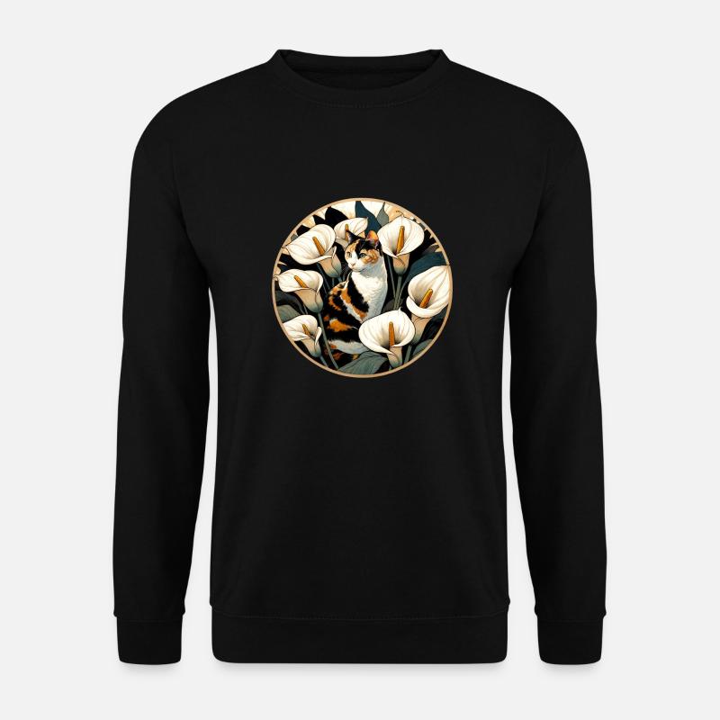 Calla Lilie Calico Katze - Unisex Pullover - Schwarz