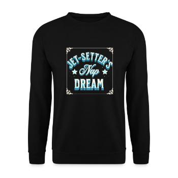 Nap And Explore Traveler Dreaming Jet Flight - Unisex Sweatshirt - black - Front - Alina (178cm) & Michal (187cm)