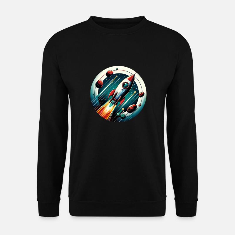 Retro Rocket and Planets - Unisex Sweatshirt - black