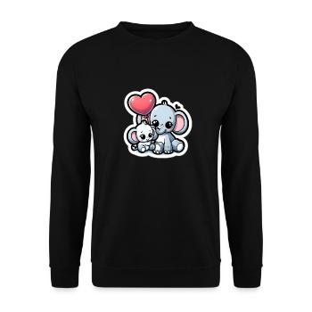 Cute baby elephant with heart balloon elephant mom - Unisex Sweatshirt - black - Front - Alina (178cm) & Michal (187cm)