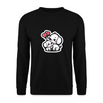 Cute baby elephant with heart balloon elephant mom - Unisex Sweatshirt - black - Front - Alina (178cm) & Michal (187cm)