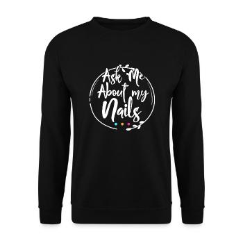 Ask me about my nails - Unisex Pullover - Schwarz - Vorne - Alina (178cm) & Michal (187cm)