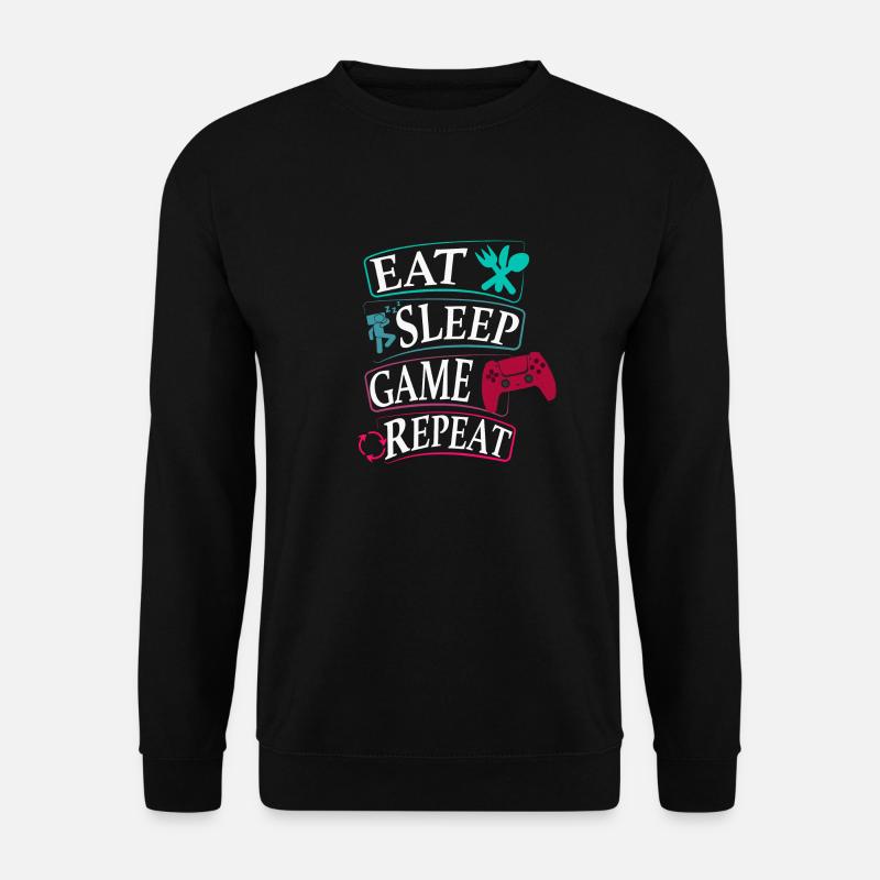 eat sleep game repeat - Unisex Pullover - Schwarz