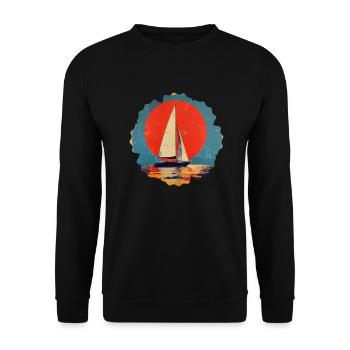 Segelboot Meer Maritim Mond Ozean Nautik - Unisex Pullover - Schwarz - Vorne - Alina (178cm) & Michal (187cm)