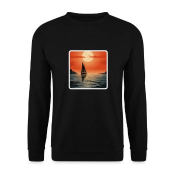 Segelboot Meer Maritim Mond Ozean Nautik - Unisex Pullover - Schwarz - Vorne - Alina (178cm) & Michal (187cm)