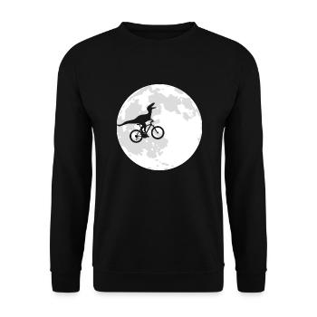 Mond Velociraptor Dinosaurier Velo - Unisex Pullover - Schwarz - Vorne - Alina (178cm) & Michal (187cm)