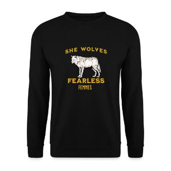 Alpha Femme She-Wolf Leader Pack Queen Girl Power - Unisex Sweatshirt - black - Front - Alina (178cm) & Michal (187cm)