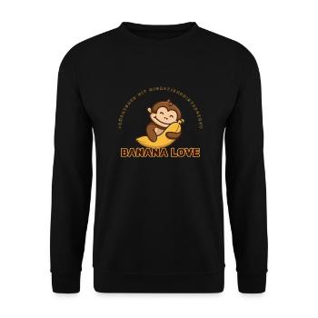 Banana Love Früchtchen mit Migrationshintergrund! - Unisex Pullover - Schwarz - Vorne - Alina (178cm) & Michal (187cm)
