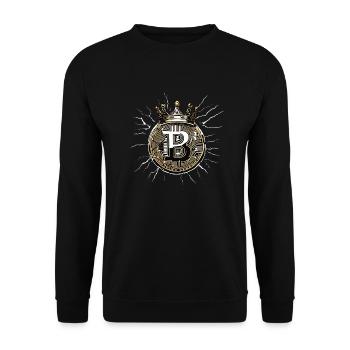 King Bitcoin - Unisex Sweatshirt - black - Front - Alina (178cm) & Michal (187cm)