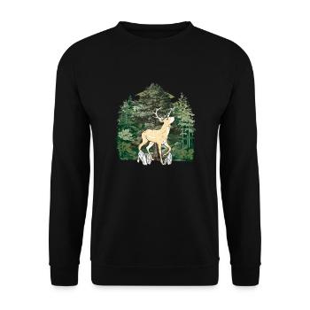 forêt, habitant de la forêt, cerf, orignal, Suède, bois, sauvage - Sweat-shirt Unisexe - noir - Devant - Alina (178cm) & Michal (187cm)