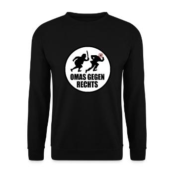 Omas gegen rechts - Unisex Pullover - Schwarz - Vorne - Alina (178cm) & Michal (187cm)