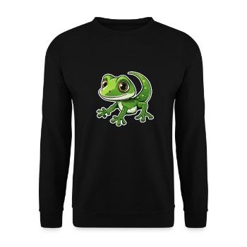 Lustiger Gecko - Unisex Pullover - Schwarz - Vorne - Alina (178cm) & Michal (187cm)