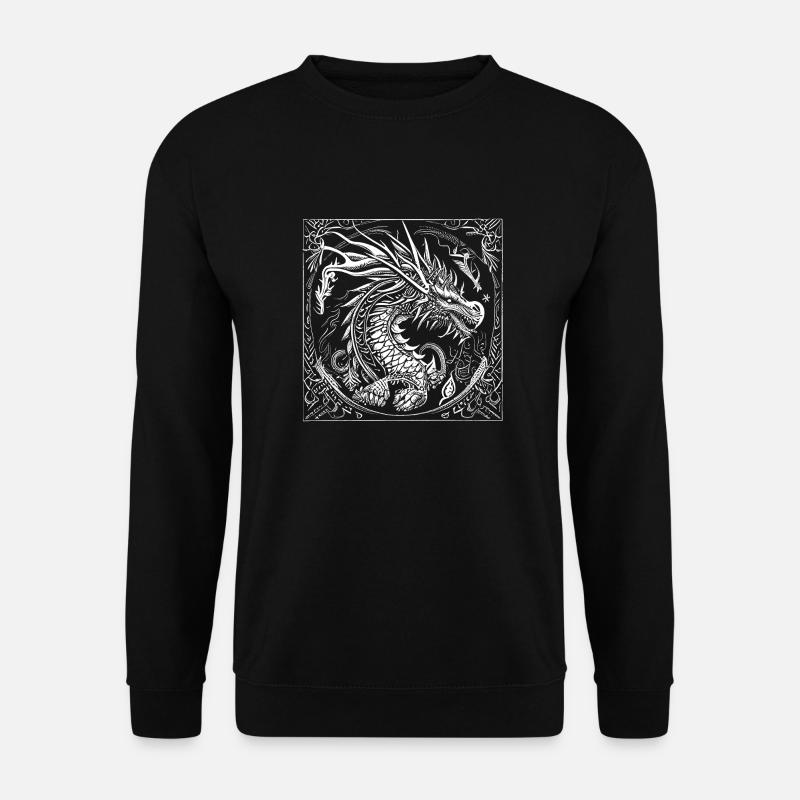 Chinesischer Drache auf Pagan Tribal - Unisex Pullover - Schwarz