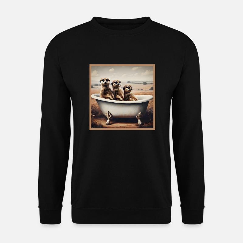 Erdmännchen in der Badewanne - Unisex Pullover - Schwarz
