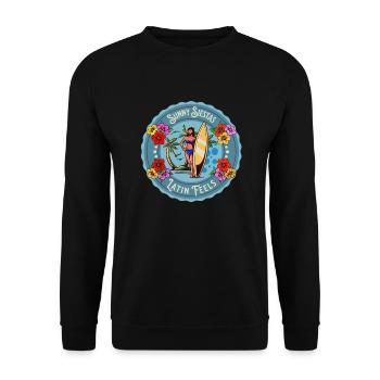 Latin Tropical Beach Summer Waves Sunny Vacation - Unisex Pullover - Schwarz - Vorne - Alina (178cm) & Michal (187cm)