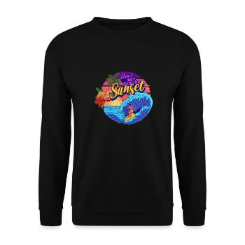 Unsetting Sun Debunking Sunset Sunrise Beach - Unisex Pullover - Schwarz - Vorne - Alina (178cm) & Michal (187cm)