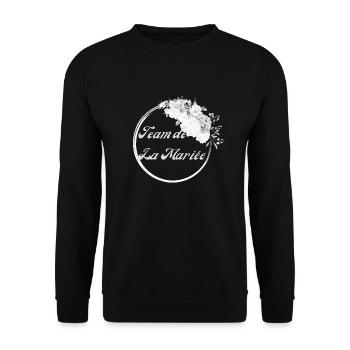 Team der weißen Blumenbraut - Junggesellinnenabschied Geschenkidee - Unisex Pullover - Schwarz - Vorne - Alina (178cm) & Michal (187cm)