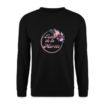 Team of The Pink Floral Bride - Bachelorette Party Gift Idea - Unisex Sweatshirt - black - Front - Alina (178cm) & Michal (187cm)