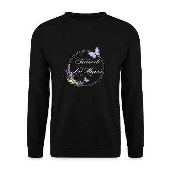 Team der Braut Schmetterling - Junggesellinnenabschied Geschenkidee - Unisex Pullover - Schwarz - Vorne - Alina (178cm) & Michal (187cm)