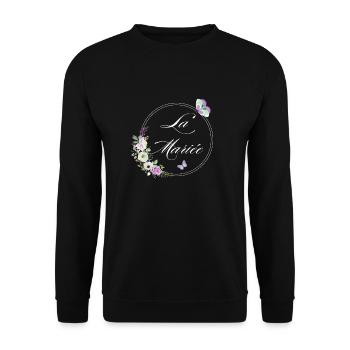 Der Braut-Schmetterling - Braut-Geschenkidee - Unisex Pullover - Schwarz - Vorne - Alina (178cm) & Michal (187cm)
