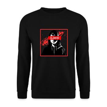 Alerta! Antifa Girl with Paint Splashes - Unisex Sweatshirt - black - Front - Alina (178cm) & Michal (187cm)