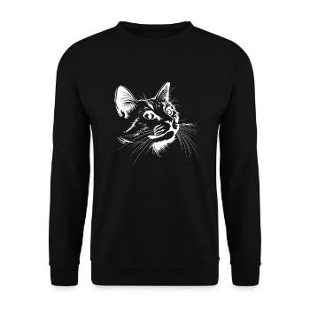 Cat, Cat Motif, Cat Face - Unisex Sweatshirt - black - Front - Alina (178cm) & Michal (187cm)