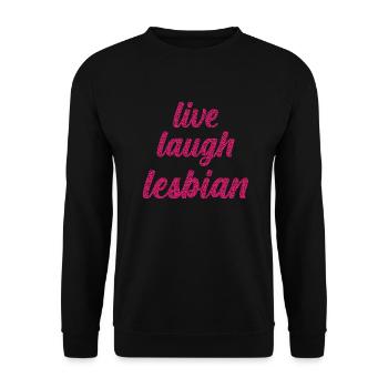 Live Laugh Lesbian - Thème léopard LGBTQIA+ - Sweat-shirt Unisexe - noir - Devant - Alina (178cm) & Michal (187cm)