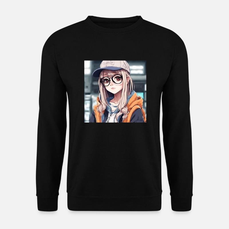 Anime-Geek-Mädchen - Unisex Pullover - Schwarz