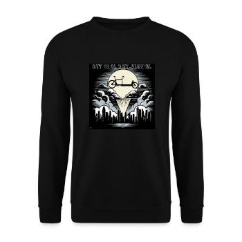 Vélo cargo dans le style Bat-Signal, vélo cargo - Sweat-shirt Unisexe - noir - Devant - Alina (178cm) & Michal (187cm)