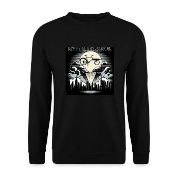 Vélo cargo dans le style Bat-Signal, vélo cargo - Sweat-shirt Unisexe - noir - Devant - Alina (178cm) & Michal (187cm)