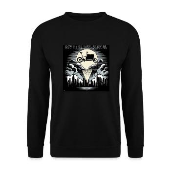 Vélo cargo dans le style Bat-Signal, vélo cargo - Sweat-shirt Unisexe - noir - Devant - Alina (178cm) & Michal (187cm)