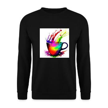 Coffee cups colorful 28 - Unisex Sweatshirt - black - Front - Alina (178cm) & Michal (187cm)